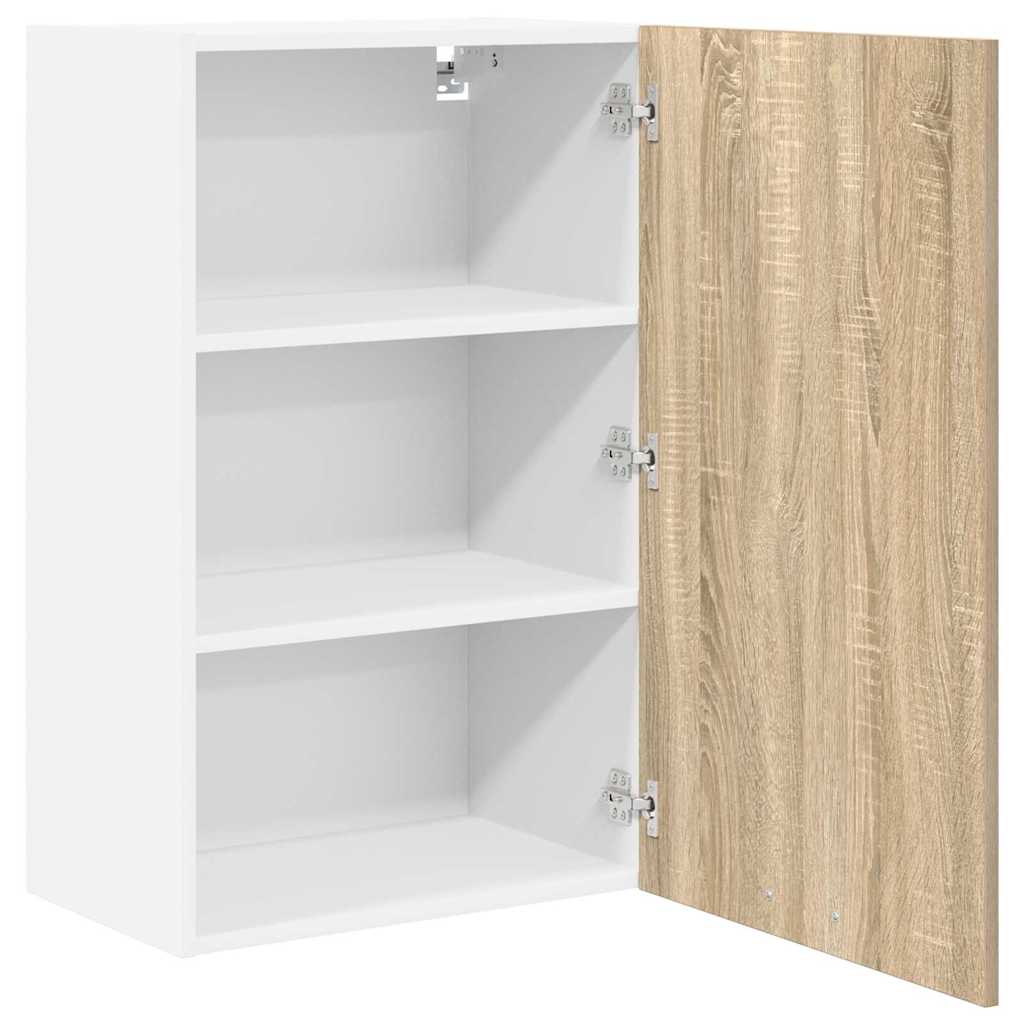 Hängeschrank mit Tür Riga Sonoma-Eiche und Weiß 50 x 31 x 80 cm